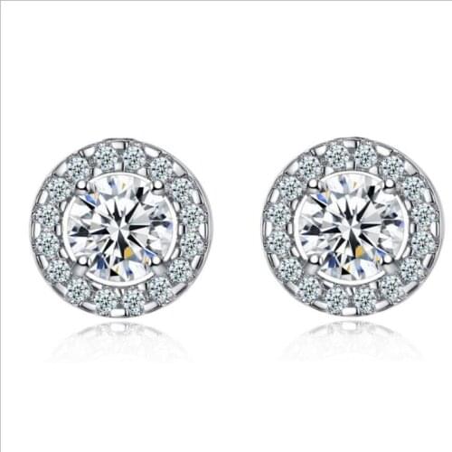 KOFSAC New Charm 925 Silver Stud Earrings For Women Simple Temperament Flash CZ Starry Sky Earring Jewelry Valentines Day Gifts