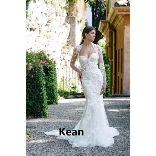 Vintage With Jacket Mermaid Wedding Dress Lace Illusion Bride Gown Dubai Arabic Abiti Da Sposa Vestidos De Novia De Noche Plus