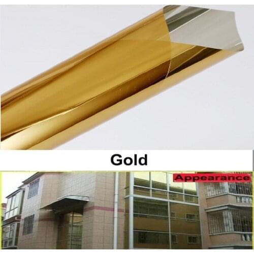 Gold Waterproof Window Film 40/50cmx6m One Way Mirror Silver Insulation Stickers UV Rejection Privacy Films