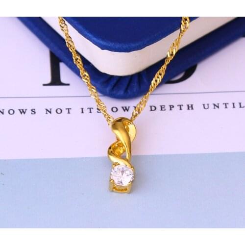 Gold Small Cute Pendants With Long Necklace Cubic Zirconia High Quality Copper Jewelry Women&Men Best Friends Gift Accessories