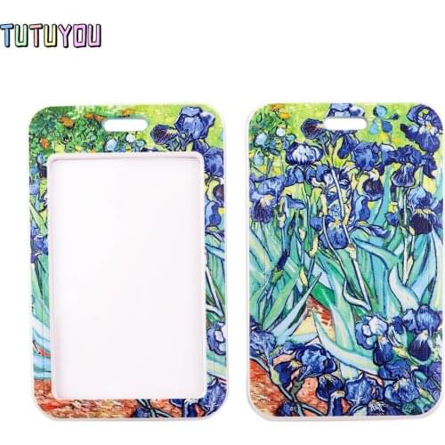 1pcs PC2967 Plants Flowers Lanyard Card Holder Student Artist Hanging Neck Mobile Phone Lanyard Badge Subway Access Card Holder