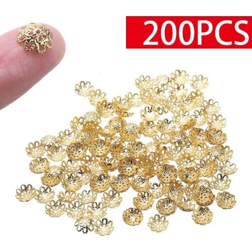 100/200 pcs Flower Bead Caps Metal Hollow Flower Bead Cap For DIY Jewelry Making Handmade Jewelry Supplies Accessories 10/12 mm