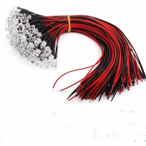 12V Diameter 5mm indication LED bead white to green/red/yellow/red/blue/orange/white/purple/colored with 12''wires ,200pcs/lot