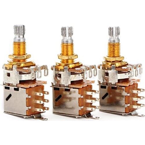 3 pcs A250k Pots Push Pull Pot With 18mm Gold Plated Shaft For Guitar Control