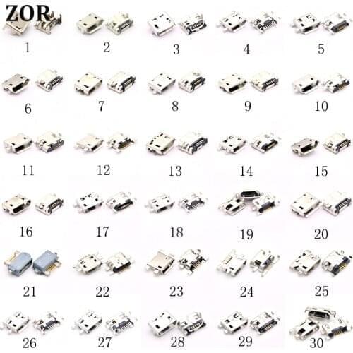 30models 60pcs 5pin 7pin Mini Micro USB jack,USB charging socket,USB connector V8 port for Samsung Huawei Lenovo Phone Tablet