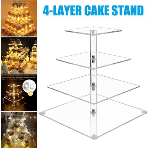 4-Layer Pastry Stand Acrylic Cupcake Display LED Lights Stand Dessert Tree Tower for Birthday Wedding Party D1