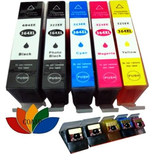 5 Pack Compatible Ink Cartridge for HP364 364XL Photosmart 5510 5520 6510 6520 7500 7520 B110a Printer