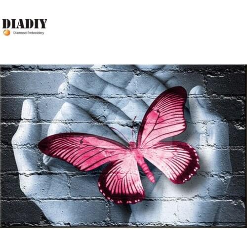 5D DIY Diamond mosaic diamond embroidery Butterfly in the hand mbroidered Cross Stitch Home decoration Gift