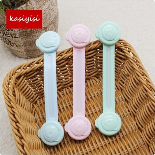 6pc/lot Multi-functional Protective Lock Safety Lock for Infant and Child Baby Long Curved Lock Cartoon Drawer Lock