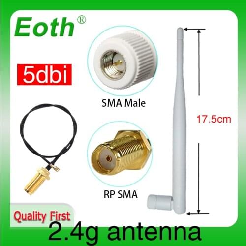 2.4Ghz antenna Wifi 5dbi SMA Male connector white 2.4 ghz antena Omni-Directional Router 2.4g Antenna +RP-SMA Male Pigtail Cable