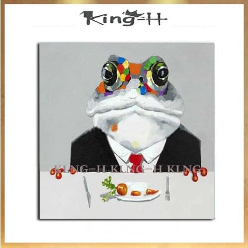 Free shipping color cartoon animals lovely dining frog oil painting table abstract art decorative wall animals did not decorate