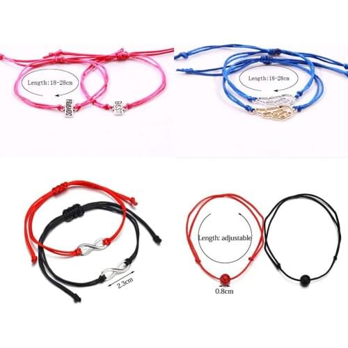 2PCS/Set Simple Best Friends Together 'Forever Love' Bracelets Red Rope Wings Lucky Couples Graceful 8 Shaped Lovers Gift New