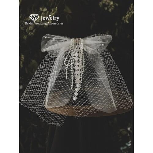 CC Trendy Veils Wedding Accessories for Women Bridal Hairwear Engagement Hair Ornaments Butterfly Shape Veil Lace Jewelry QS113