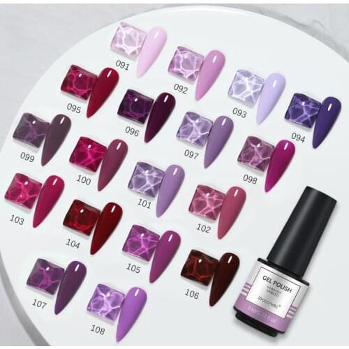 Color91-108 7ml Soak Off Nail Gel Polish Semi Permanent UV LED Nail Art Gel Polish Varnish Long Lasting Matte Base Top 1Pc