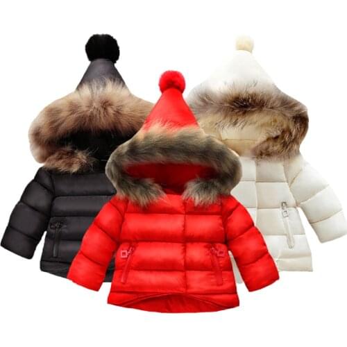Toddler Winter Baby Girls Jacket Cute Simulation Fur Collar Solid Hooded Keep Warm Coat Christmas Birthday Present Kids Clothes