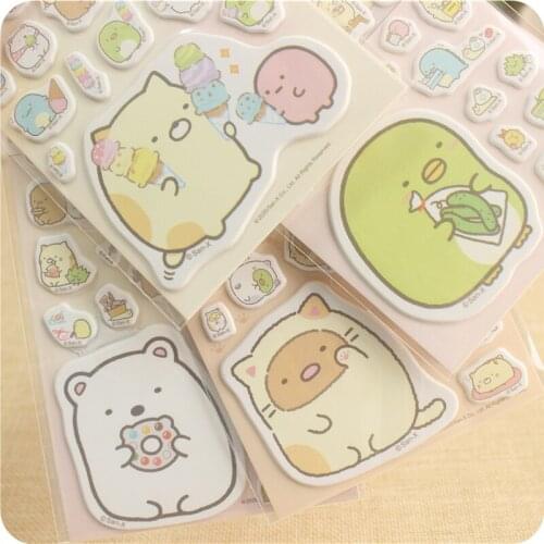 Kawaii animal sticker Sumikko gurashi penguin bear paper stickers for letter frame scrapbooking tools Stationery
