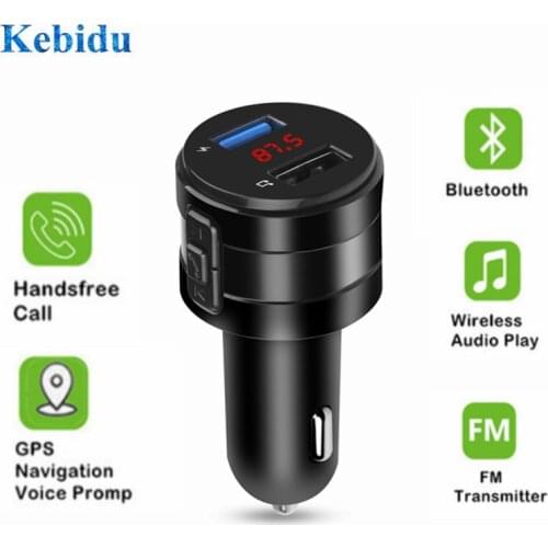 KEBIDU FM Transmitter Modulator Mini USB Car Charger Adapter 3.1A Car Dual USB Charger USB Car Auto Charger Car Kit Handsfree