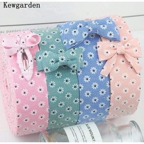 Kewgarden 1" 1.5" 10mm 25mm 40mm Floral Fabric Layering Cloth Ribbon DIY Bow tie Hair Accessories Handmade Crafts 10 Meters