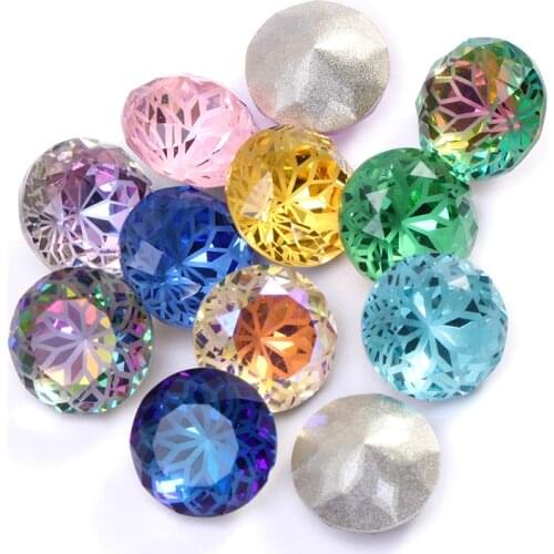 Round Rivoli Glue On Rhinestones 10mm Pointback Stones DIY Crafts Shiny Glass Strass High Quality K9 Crystals