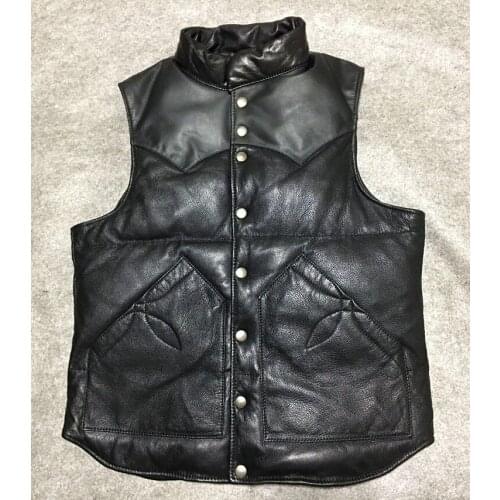 Winter Free shipping.fashion warm classic Brand quality slim goatskin vest,genuine leather white duck down jacket,sales
