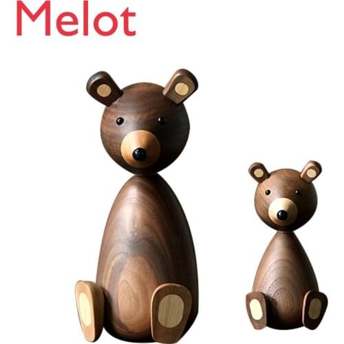 Master Handmade Lucky Good Taste Nordic Style Solid Wood Home Puppet Bear Solid Wood Ornaments home decore accessories