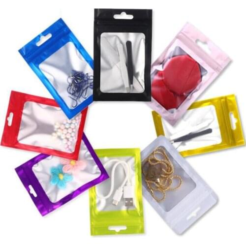 Matte Black Aluminum Foil Window Zip Lock Bags Resealable Jewelry USB Nail Powder Socks Gloves X-mas Gifts Pouches