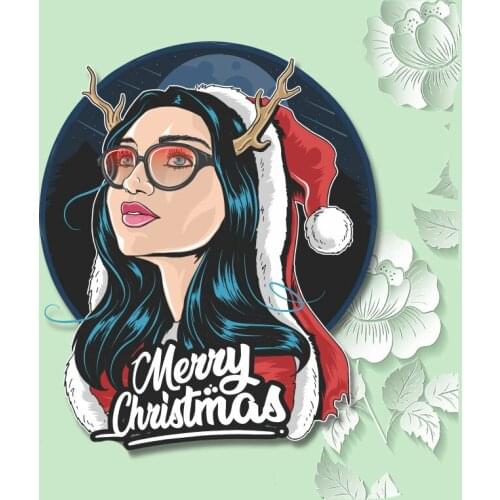 Christmas Patch For Clothing Iron-On Transfers For T-Shirt DIY Washable Sticker Santa Claus Deer Patch Heat Transfer Sticker