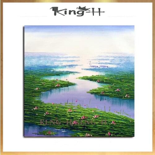 Obras famosas, réplica perfecta de un hermoso estanque de lirio de agua, pintura al óleo pintada a mano de alta calidad, # envío