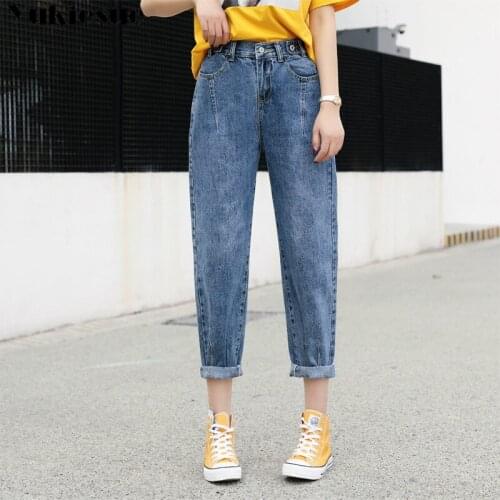 Autumn jeans woman mom jeans pants boyfriend ripped jeans for women with high waist push size ladies jeans denim pants 2020