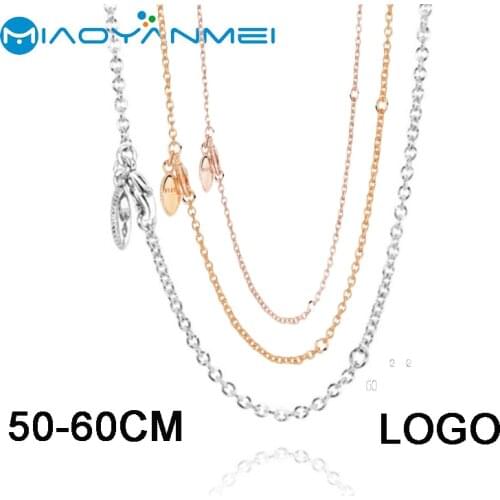 925 Sterling Silver Necklace Fit Original Pandora Pendants 50-60cm Adjustable Length Thin Necklace Women Fashion Jewelry Gift