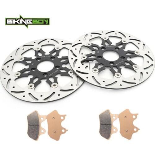 BIKINGBOY Front Brake Discs Rotors Disks Pads XL1200S Sportster FXDL Low Rider FXDWG Wide Glide 00 01 02 03 FXDXi Super Glide 04