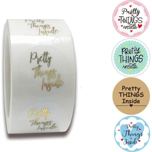 Qiduo 500pcs/roll Labels 1inch Clear Gold Foil Thank You Stickers For Wedding Pretty Gift Cards Envelope Sealing Label Stickers