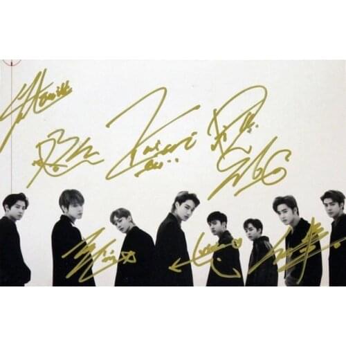 Hand signed EXO autographed group photo LOVE SHOT 5*7 122018A