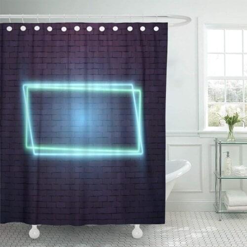 Blue of Realistic Neon Vintage Sign Bar Retro Glowing Shower Curtain Waterproof Polyester Fabric 72 x 78 Inches Set with Hooks