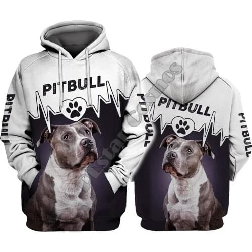 Pitbull Heartbeat 3D Hoodies Printed Pullover Men For Women Funny Sweatshirts Christmas Sweater Drop Shipping