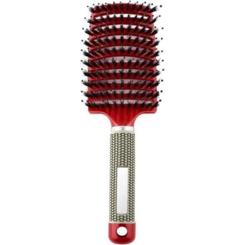 Women Nylon Bristles Detangle Hairbrush Anti-Static Curved Vented Ribs Curly Hair Scalp Massage Comb Hairdressing Tools