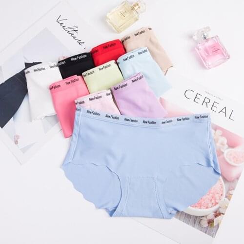 Womens Breathable Seamless Panties Solid Color Breathable Silk Briefs Mid-Waist Slimming Underwear Girl Lingerie