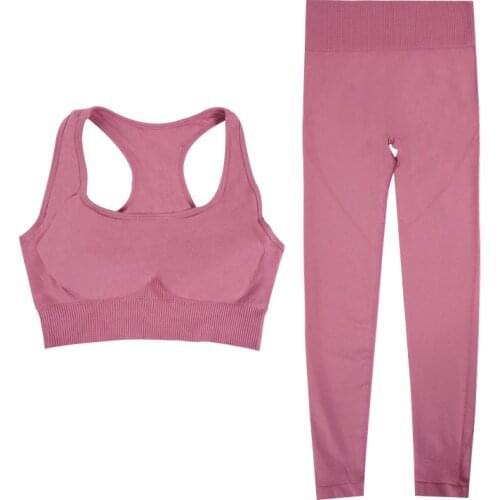Womens Yoga Set Seamless Sportswear 2-Piece Sports Bra + Leggings Running Wear Skinny Set Suits Gym Clothing Sport Set Women