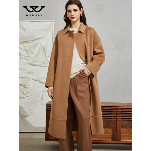 Milk tea Hepburn French tweed coat autumn 2021 double sided cashmere coat womens medium length