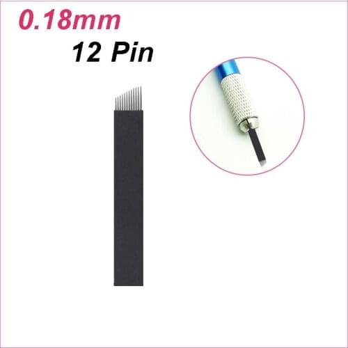 0.18mm Tattoo Needle 12 Flex Lamina Agulhas Tebori Blade Microblading Needles 12 Pins for Pernement Makeup