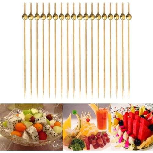 100Pcs/Set Beads Food Picks Dessert Buffet Fruit Salad Fork Cake Muffin Party Vegetable Sticks Cocktail Toothpicks Cake Sign