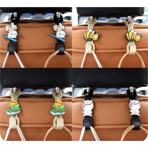 2pcs/set 10 Styles Cute Animal Style Car Back Seat Hanger Holder Hook for Bag Purse Cloth Grocer Auto Fastener Clip Clasp LF 042