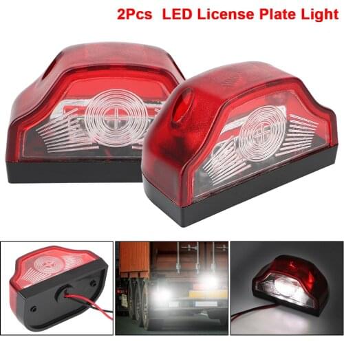 2Pcs 12V-24V Car License Plate Light 3 LED Car Number Lamps for Lorry Truck Trailer White Light Waterproof Car Accessories