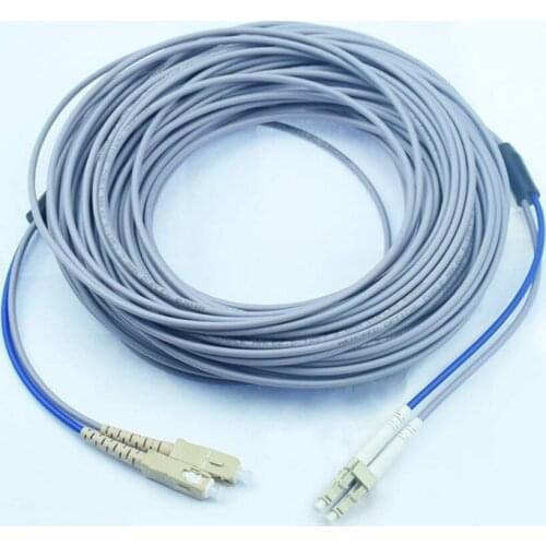 20meters Armored Multimode Duplex Fiber Optic Cable(62.5/125)- LC to SC