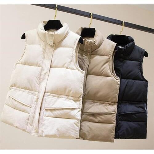 2021 Fashion New Autumn Vest parkas Vests Winter Vests Women Short Vest New Korean Stand Collar Down Cotton Waistcoat Female To