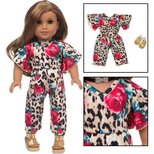 2021 New Fashion Big floral jumpsuit Fit for American Girl Doll Clothes 18-inch Doll , Christmas Girl Gift(only sell clothes)