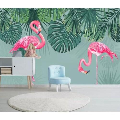 3D Embossed Wall Murals Flamingo paper wallpaper modern wall paper nature for restaurants papel pared tropical phototapete