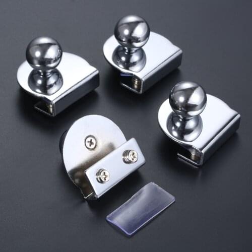 DRELD 4PCS Showcase Office Kitchen Bathroom No Drilling Pull Knob Glass Door Handle Clamp Home Decor for 5-8mm Thickness Glass