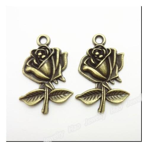 40pcs Vintage Charms Flower Pendant Antique bronze Fit Bracelets Necklace DIY Metal Jewelry Making