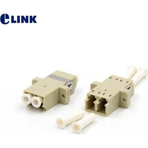 50pcs LC UPC duplex Multimode fiber optic adapter gray LC ftth coupler DX optical fibre dual connector free shipping IL